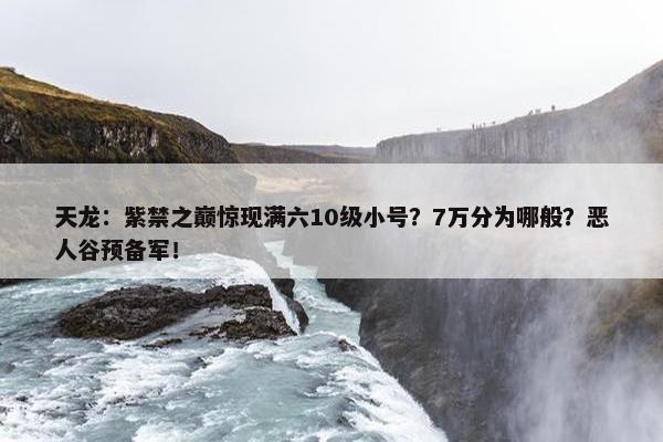 天龙：紫禁之巅惊现满六10级小号？7万分为哪般？恶人谷预备军！