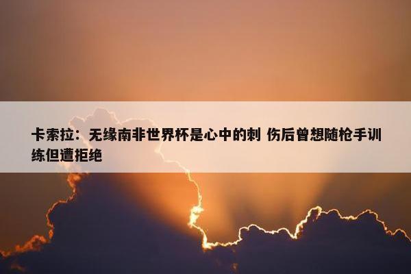 卡索拉：无缘南非世界杯是心中的刺 伤后曾想随枪手训练但遭拒绝