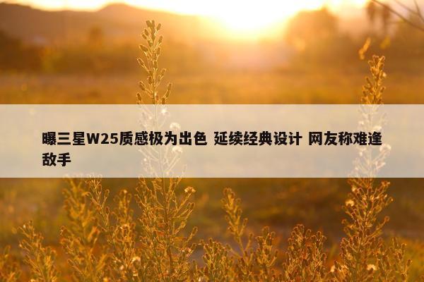 曝三星W25质感极为出色 延续经典设计 网友称难逢敌手