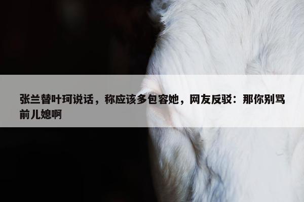 张兰替叶珂说话，称应该多包容她，网友反驳：那你别骂前儿媳啊