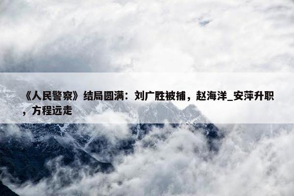 《人民警察》结局圆满：刘广胜被捕，赵海洋_安萍升职，方程远走