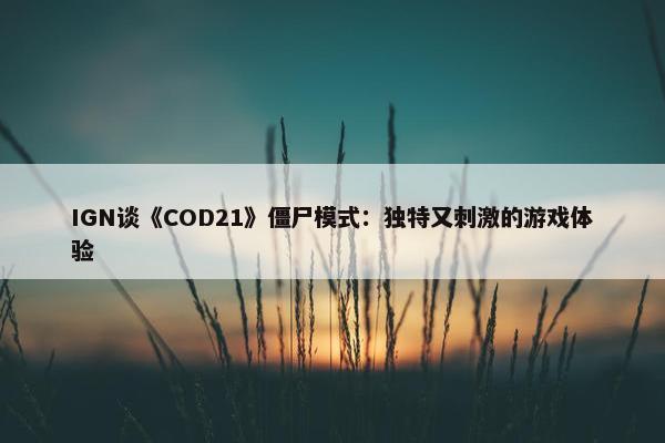 IGN谈《COD21》僵尸模式：独特又刺激的游戏体验