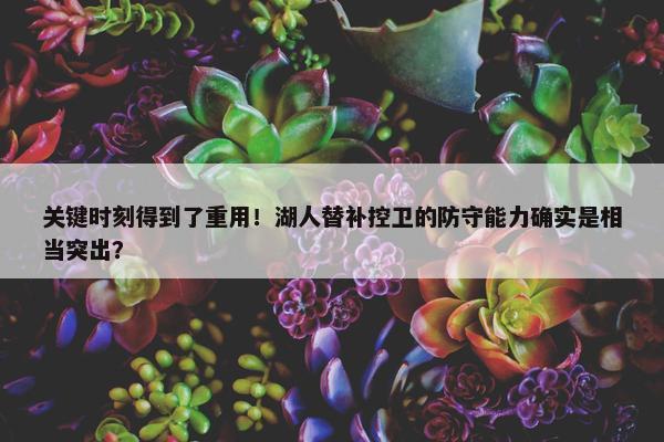 关键时刻得到了重用！湖人替补控卫的防守能力确实是相当突出？