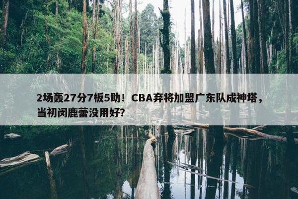 2场轰27分7板5助！CBA弃将加盟广东队成神塔，当初闵鹿蕾没用好？