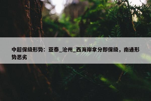 中超保级形势：亚泰_沧州_西海岸拿分即保级，南通形势恶劣