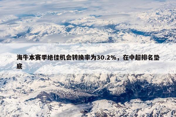 海牛本赛季绝佳机会转换率为30.2%，在中超排名垫底