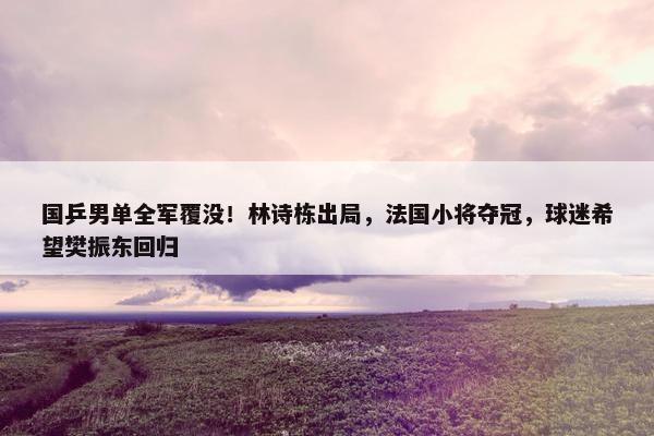 国乒男单全军覆没！林诗栋出局，法国小将夺冠，球迷希望樊振东回归