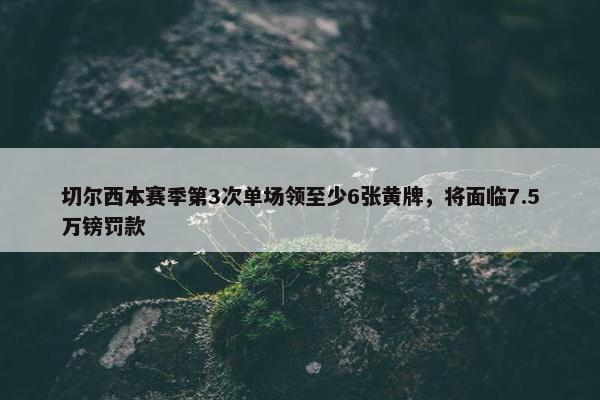 切尔西本赛季第3次单场领至少6张黄牌，将面临7.5万镑罚款