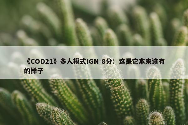 《COD21》多人模式IGN 8分：这是它本来该有的样子