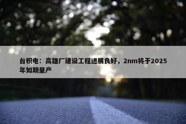 台积电：高雄厂建设工程进展良好，2nm将于2025年如期量产