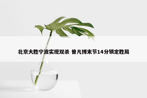 北京大胜宁波实现双杀 曾凡博末节14分锁定胜局