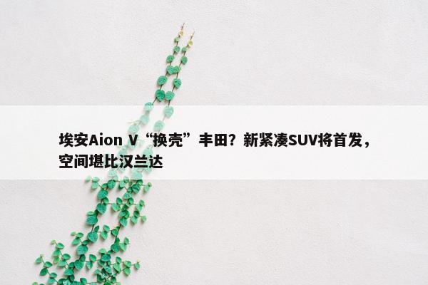 埃安Aion V“换壳”丰田？新紧凑SUV将首发，空间堪比汉兰达