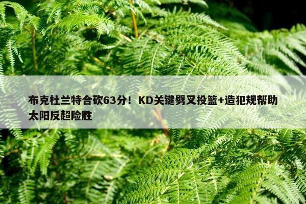 布克杜兰特合砍63分！KD关键劈叉投篮+造犯规帮助太阳反超险胜