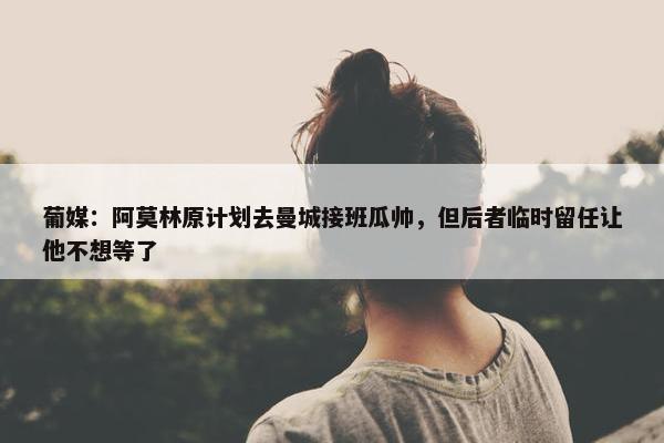 葡媒：阿莫林原计划去曼城接班瓜帅，但后者临时留任让他不想等了