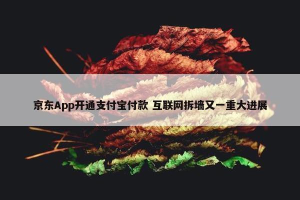 京东App开通支付宝付款 互联网拆墙又一重大进展