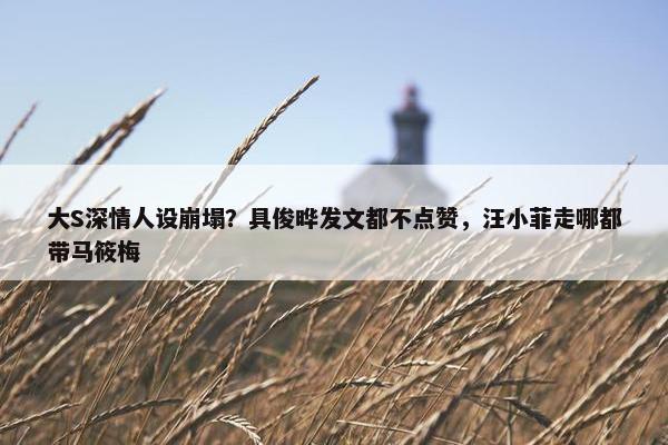 大S深情人设崩塌？具俊晔发文都不点赞，汪小菲走哪都带马筱梅