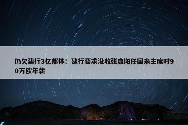 仍欠建行3亿都体：建行要求没收张康阳任国米主席时90万欧年薪