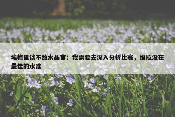 埃梅里谈不敌水晶宫：我需要去深入分析比赛，维拉没在最佳的水准