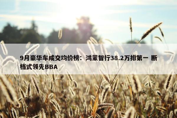 9月豪华车成交均价榜：鸿蒙智行38.2万排第一 断档式领先BBA