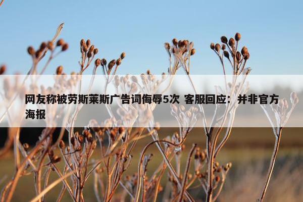 网友称被劳斯莱斯广告词侮辱5次 客服回应：并非官方海报