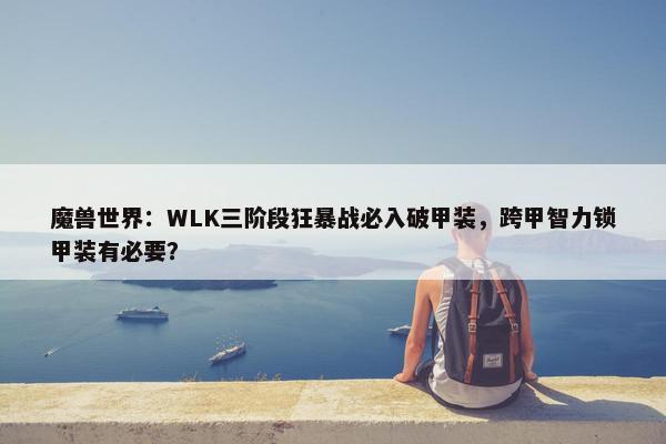 魔兽世界：WLK三阶段狂暴战必入破甲装，跨甲智力锁甲装有必要？