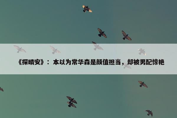 《探晴安》：本以为常华森是颜值担当，却被男配惊艳