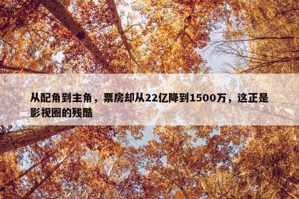 从配角到主角，票房却从22亿降到1500万，这正是影视圈的残酷