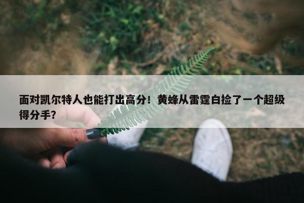 面对凯尔特人也能打出高分！黄蜂从雷霆白捡了一个超级得分手？