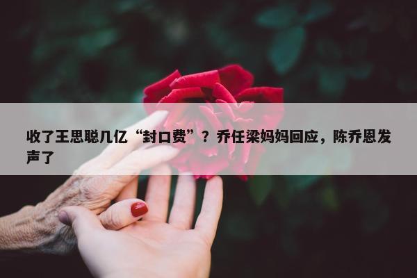 收了王思聪几亿“封口费”？乔任梁妈妈回应，陈乔恩发声了