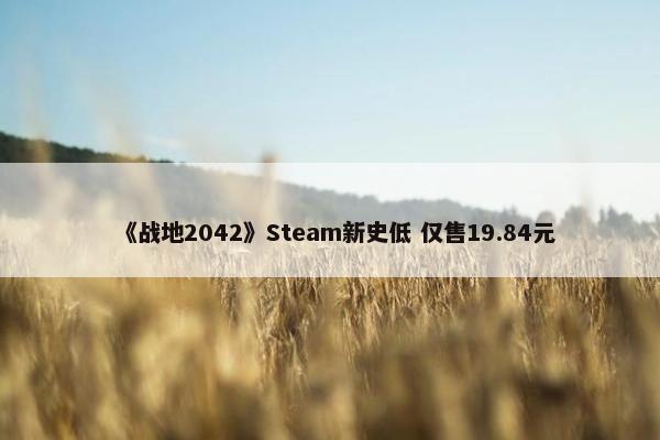 《战地2042》Steam新史低 仅售19.84元