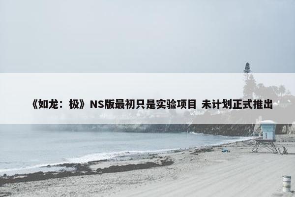 《如龙：极》NS版最初只是实验项目 未计划正式推出