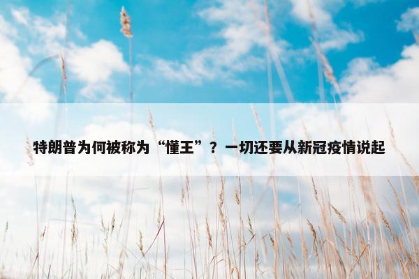 特朗普为何被称为“懂王”？一切还要从新冠疫情说起