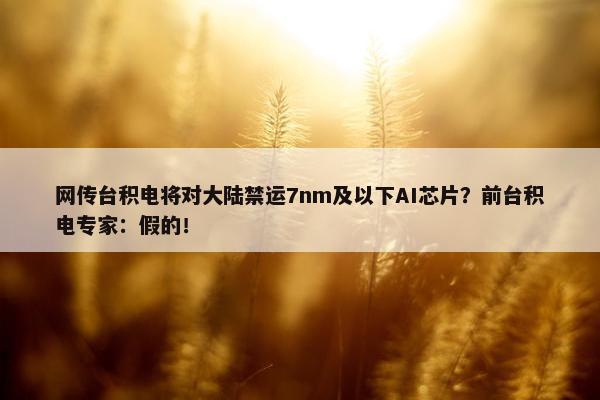 网传台积电将对大陆禁运7nm及以下AI芯片？前台积电专家：假的！