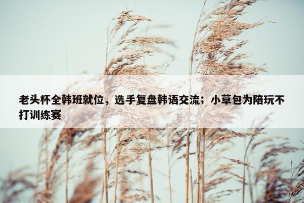 老头杯全韩班就位，选手复盘韩语交流；小草包为陪玩不打训练赛