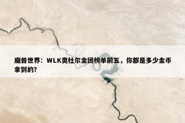 魔兽世界：WLK奥杜尔金团榜单前五，你都是多少金币拿到的？