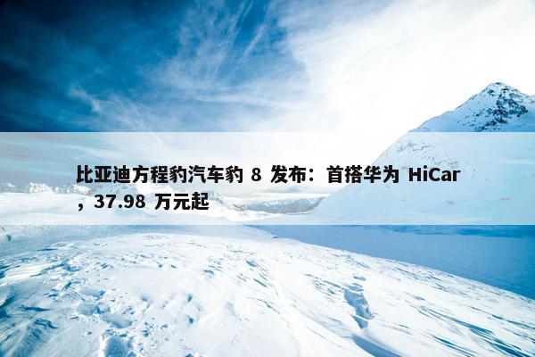 比亚迪方程豹汽车豹 8 发布：首搭华为 HiCar，37.98 万元起