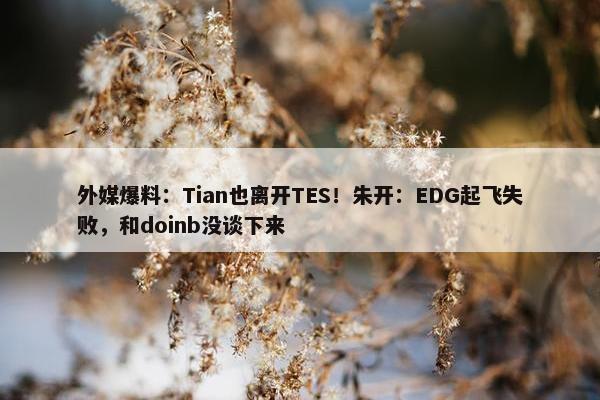 外媒爆料：Tian也离开TES！朱开：EDG起飞失败，和doinb没谈下来