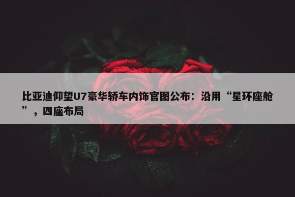 比亚迪仰望U7豪华轿车内饰官图公布：沿用“星环座舱”，四座布局