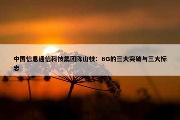 中国信息通信科技集团陈山枝：6G的三大突破与三大标志