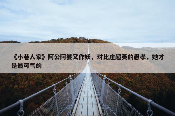 《小巷人家》阿公阿婆又作妖，对比庄超英的愚孝，她才是最可气的