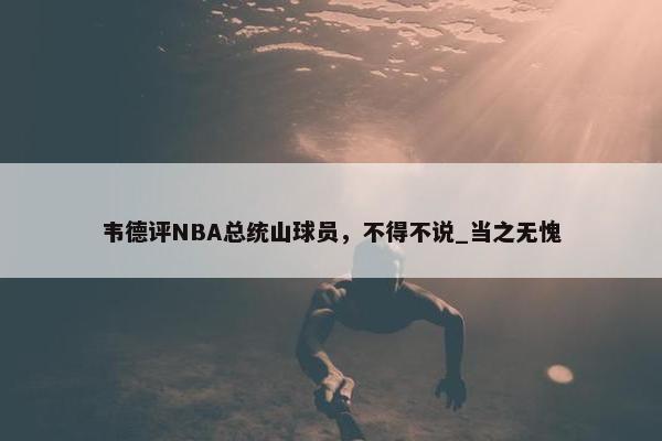 韦德评NBA总统山球员，不得不说_当之无愧