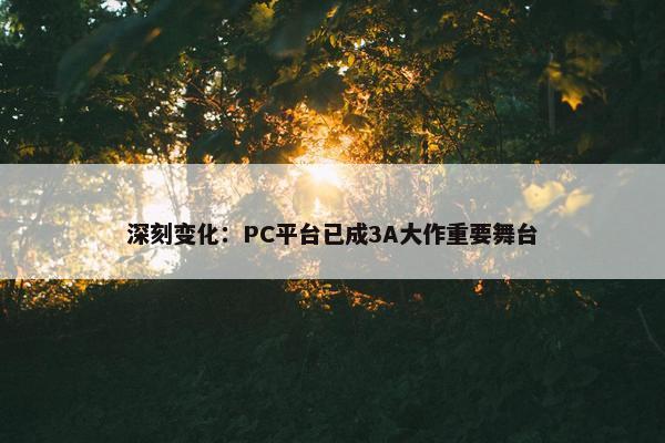 深刻变化：PC平台已成3A大作重要舞台