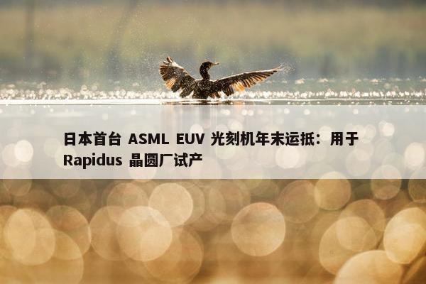 日本首台 ASML EUV 光刻机年末运抵：用于 Rapidus 晶圆厂试产