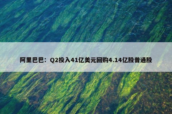 阿里巴巴：Q2投入41亿美元回购4.14亿股普通股