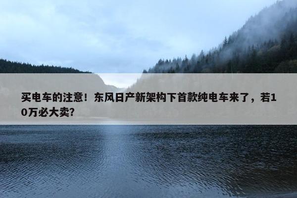 买电车的注意！东风日产新架构下首款纯电车来了，若10万必大卖？