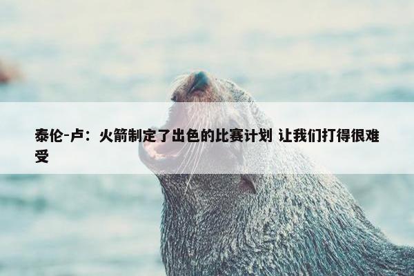 泰伦-卢：火箭制定了出色的比赛计划 让我们打得很难受