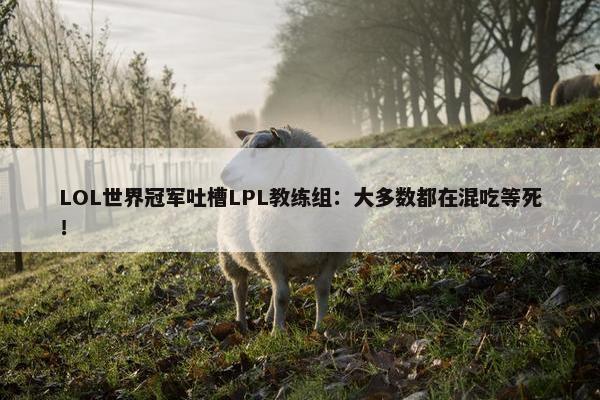 LOL世界冠军吐槽LPL教练组：大多数都在混吃等死！