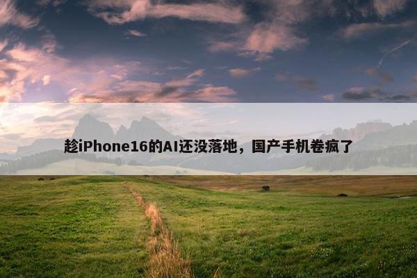 趁iPhone16的AI还没落地，国产手机卷疯了