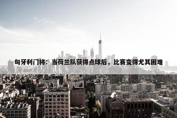 匈牙利门将：当荷兰队获得点球后，比赛变得尤其困难