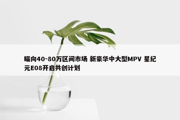 瞄向40-80万区间市场 新豪华中大型MPV 星纪元E08开启共创计划